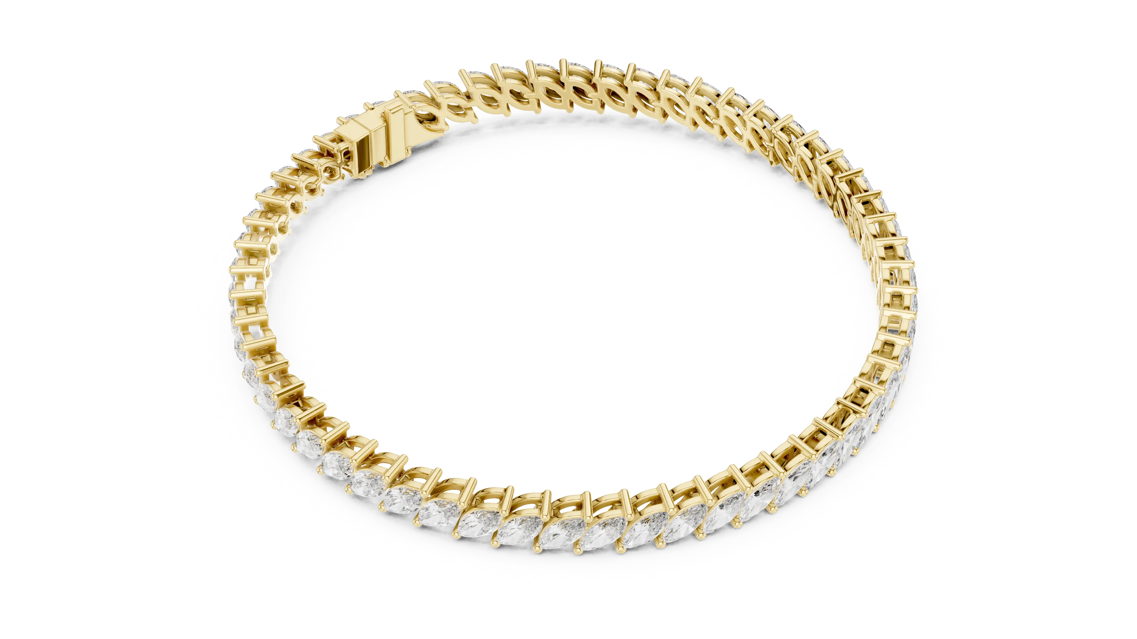 Top View: Round Diamond Bracelet with Prong Setting in 14k Yellow Gold - Lab Grown - Driona Jewels