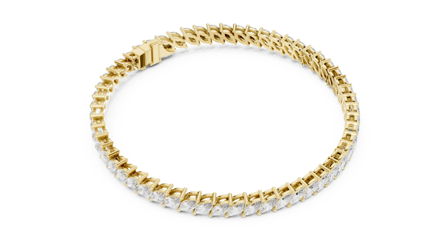 Top View: Round Diamond Bracelet with Prong Setting in 14k Yellow Gold - Lab Grown - Driona Jewels