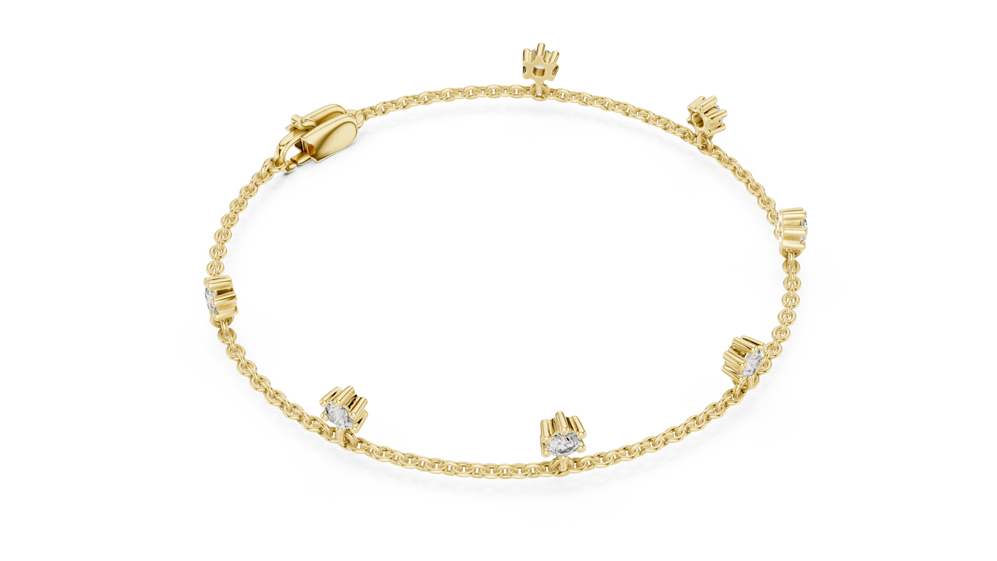 Top View: Round Diamond Bracelet with Prong Setting in 14k Yellow Gold - Lab Grown - Driona Jewels