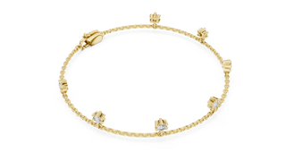 Top View: Round Diamond Bracelet with Prong Setting in 14k Yellow Gold - Lab Grown - Driona Jewels