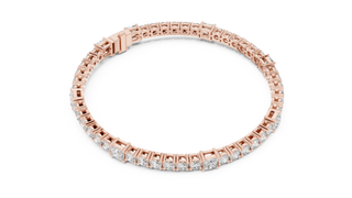 Front View: Round Diamond Bracelet with Tennis Setting in 14k Rose Gold - Lab Grown - Driona Jewels