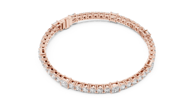 Front View: Round Diamond Bracelet with Tennis Setting in 14k Rose Gold - Lab Grown - Driona Jewels