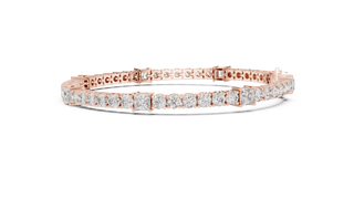 Front View: Round Diamond Bracelet with Tennis Setting in 14k Rose Gold - Lab Grown - Driona Jewels
