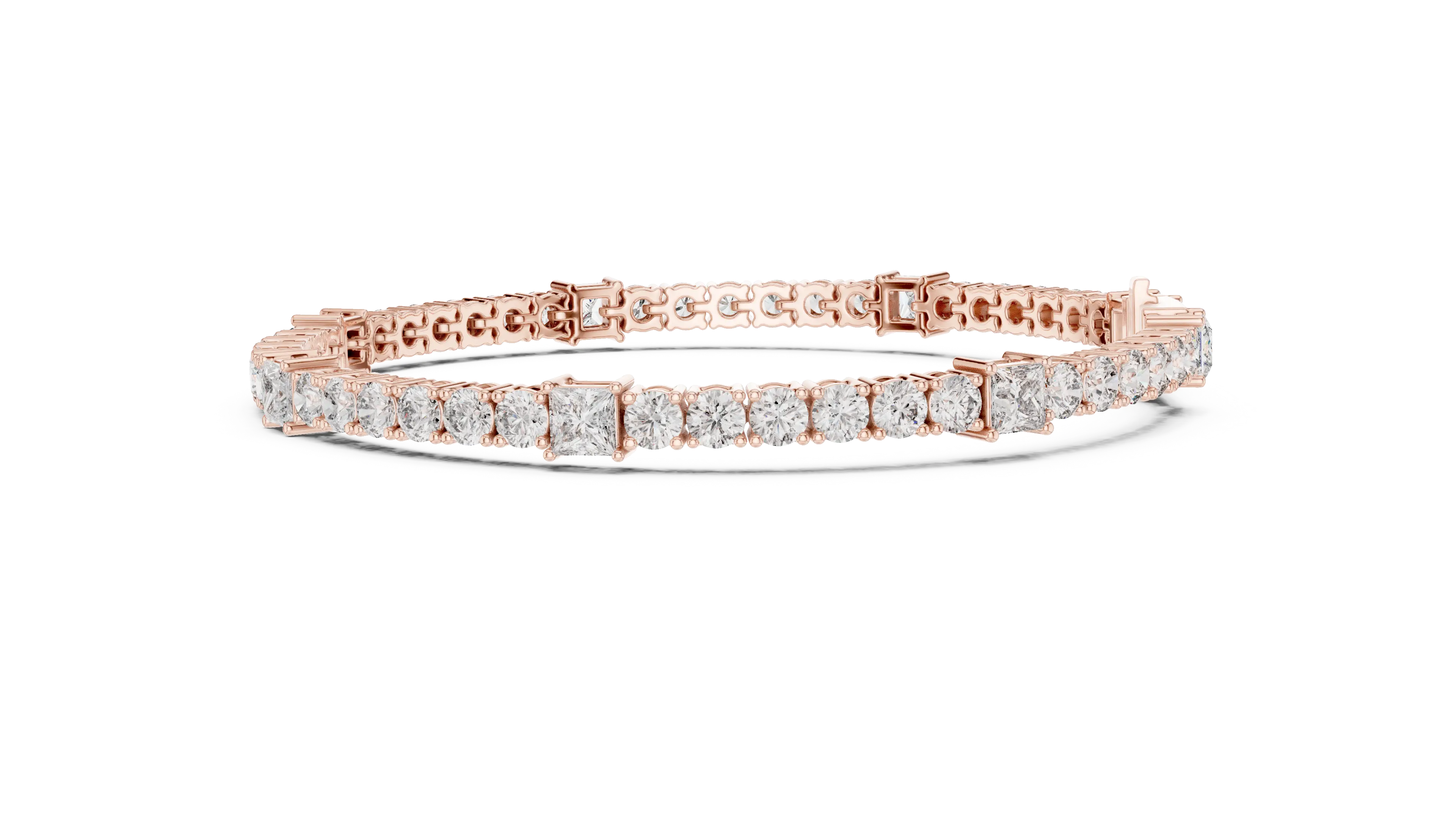 Front View: Round Diamond Bracelet with Tennis Setting in 14k Rose Gold - Lab Grown - Driona Jewels