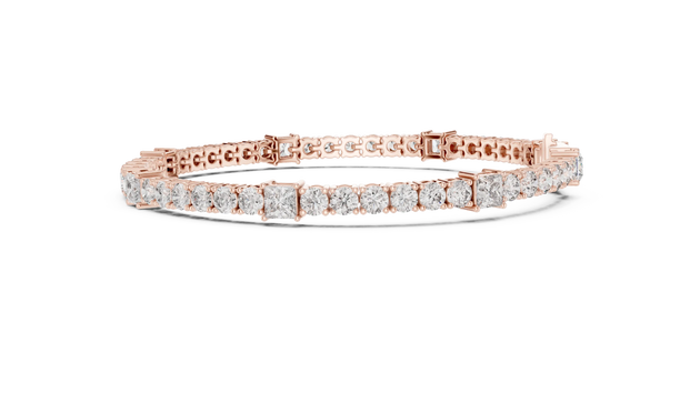 Front View: Round Diamond Bracelet with Tennis Setting in 14k Rose Gold - Lab Grown - Driona Jewels