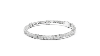 Top View: Round Diamond Bracelet with Tennis Setting in 14k White Gold - Lab Grown - Driona Jewels