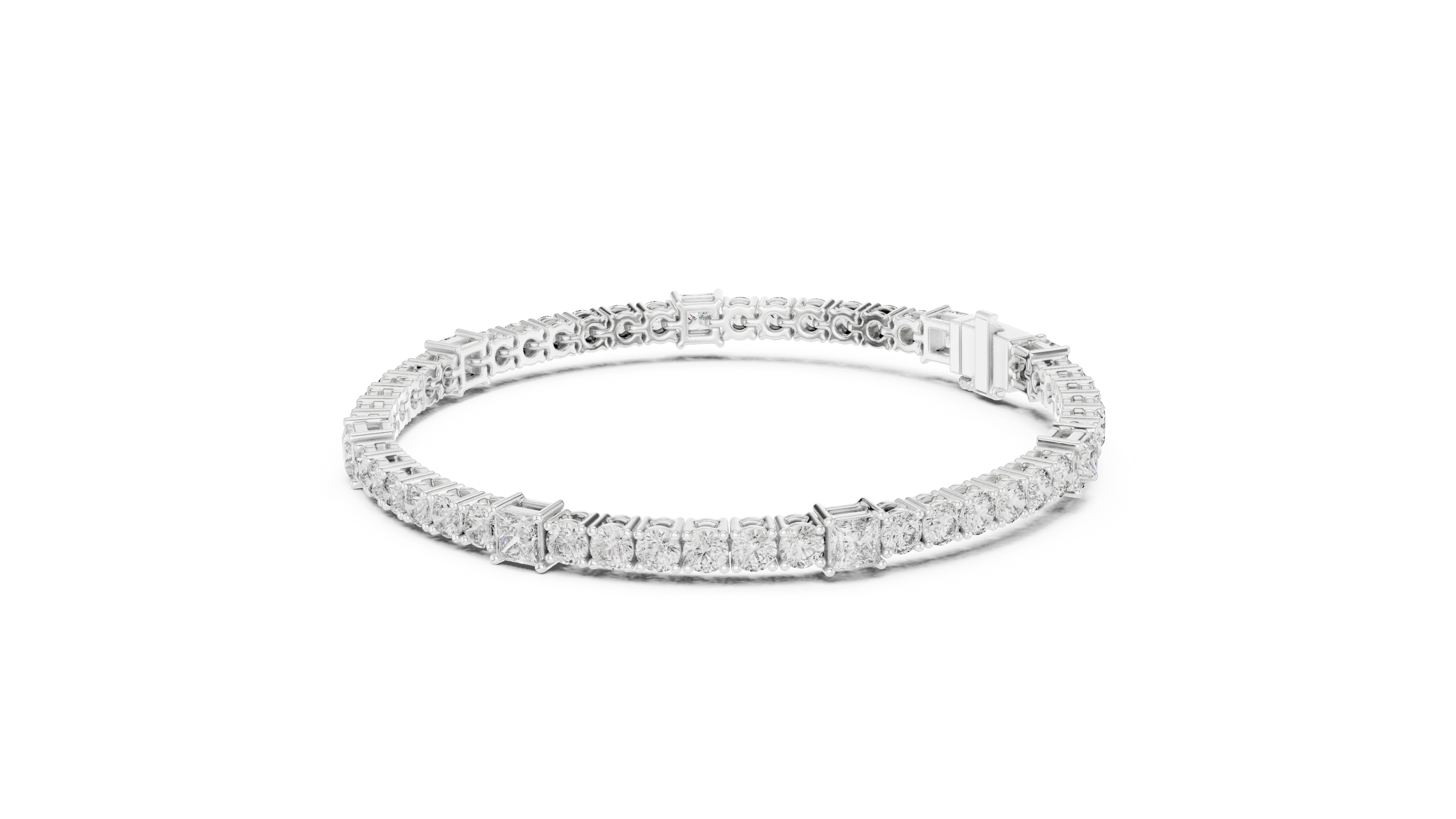 Top View: Round Diamond Bracelet with Tennis Setting in 14k White Gold - Lab Grown - Driona Jewels