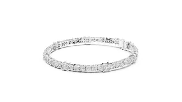 Top View: Round Diamond Bracelet with Tennis Setting in 14k White Gold - Lab Grown - Driona Jewels