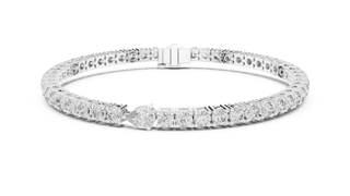 Top View: Round Diamond Bracelet with Tennis Setting in 14k White Gold - Lab Grown - Driona Jewels