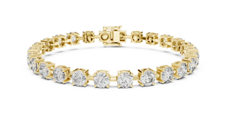 Front View: Round Diamond Bracelet with Tennis Setting in 14k Yellow Gold - Lab Grown - Driona Jewels