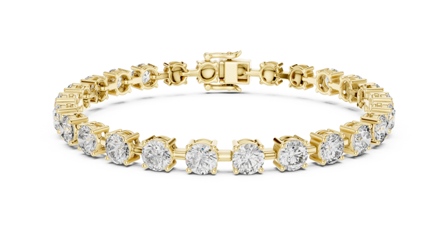 Front View: Round Diamond Bracelet with Tennis Setting in 14k Yellow Gold - Lab Grown - Driona Jewels