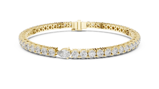 Front View: Round Diamond Bracelet with Tennis Setting in 14k Yellow Gold - Lab Grown - Driona Jewels