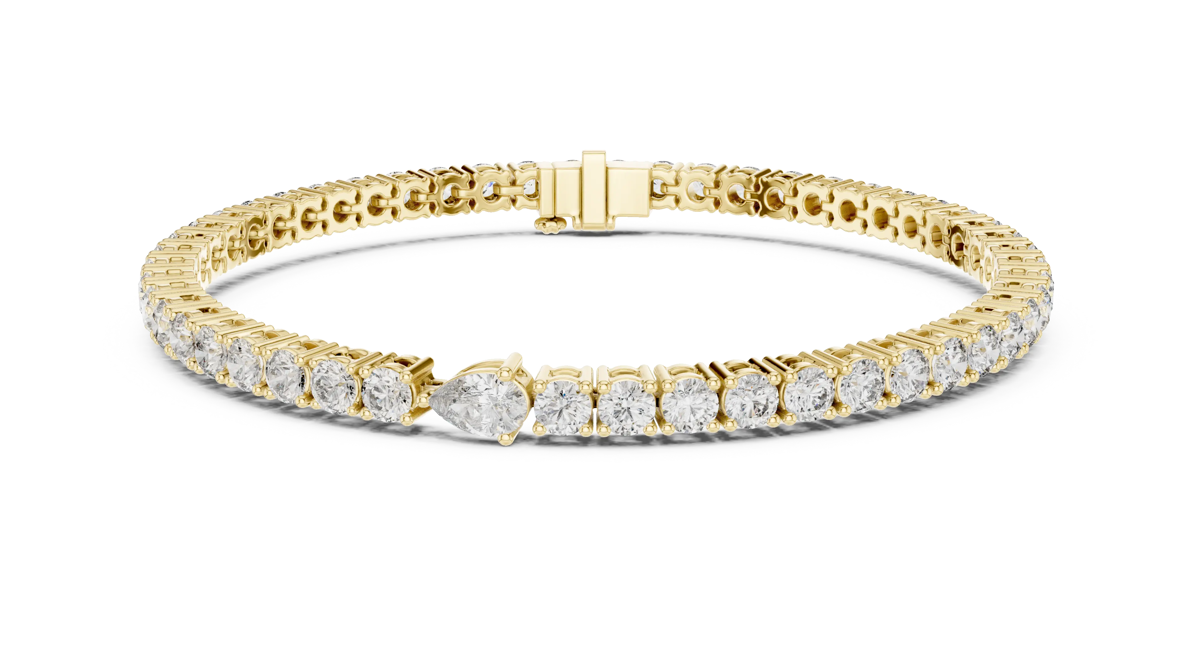 Front View: Round Diamond Bracelet with Tennis Setting in 14k Yellow Gold - Lab Grown - Driona Jewels
