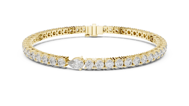 Front View: Round Diamond Bracelet with Tennis Setting in 14k Yellow Gold - Lab Grown - Driona Jewels