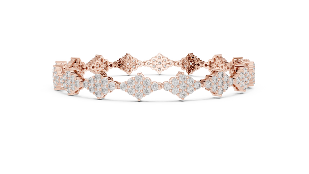 Top View: Square Diamond Bracelet with Pave Setting in 14k Rose Gold - Lab Grown - Driona Jewels