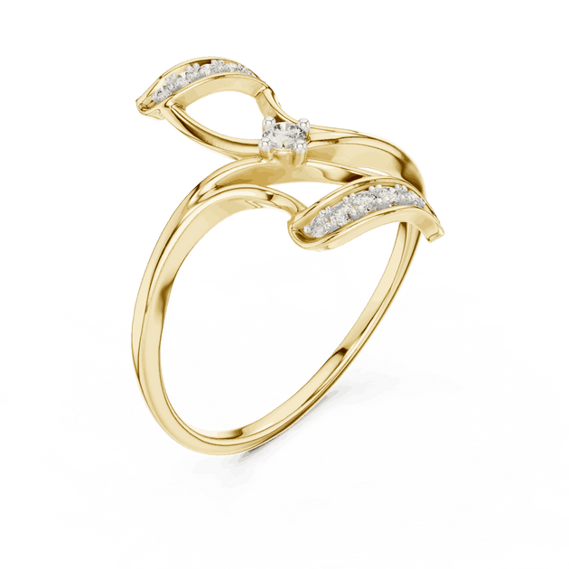 Gold Crossover Diamond Ring | Modern Bypass Jewelry