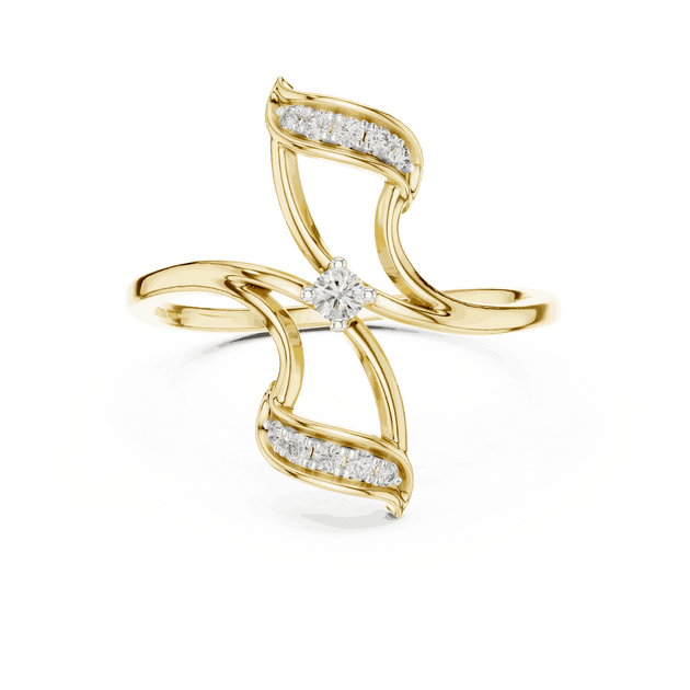 Gold Crossover Diamond Ring | Modern Bypass Jewelry