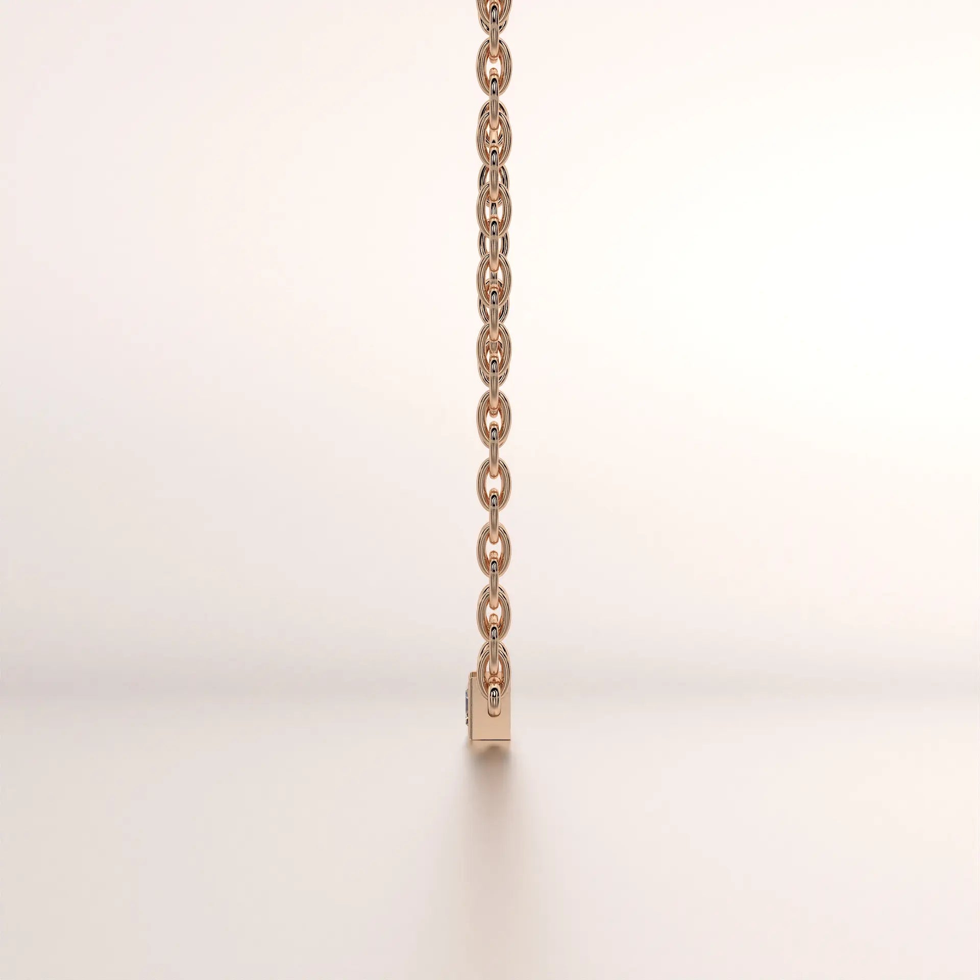 Front View: Round Diamond Chain Pendant with Bezel Setting in 14k Rose Gold - Lab Grown - Driona Jewels