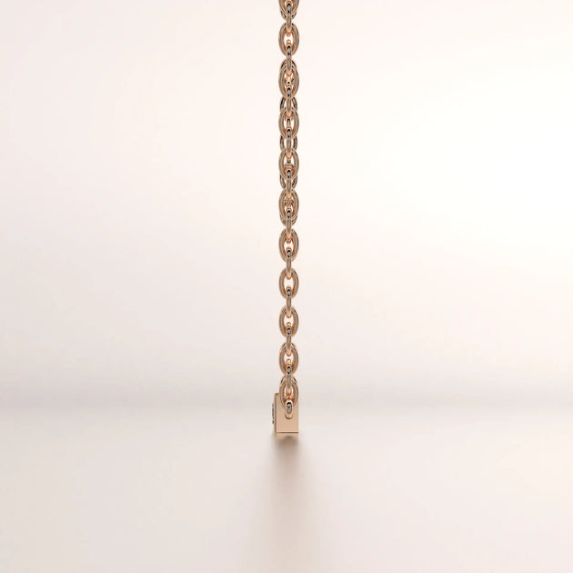 Front View: Round Diamond Chain Pendant with Bezel Setting in 14k Rose Gold - Lab Grown - Driona Jewels