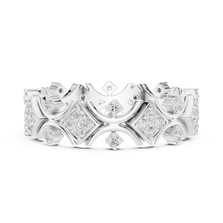 Front-View: Princess Cut Diamond Crown with Pave Setting in 14k White Gold - Lab Grown - Driona Jewels