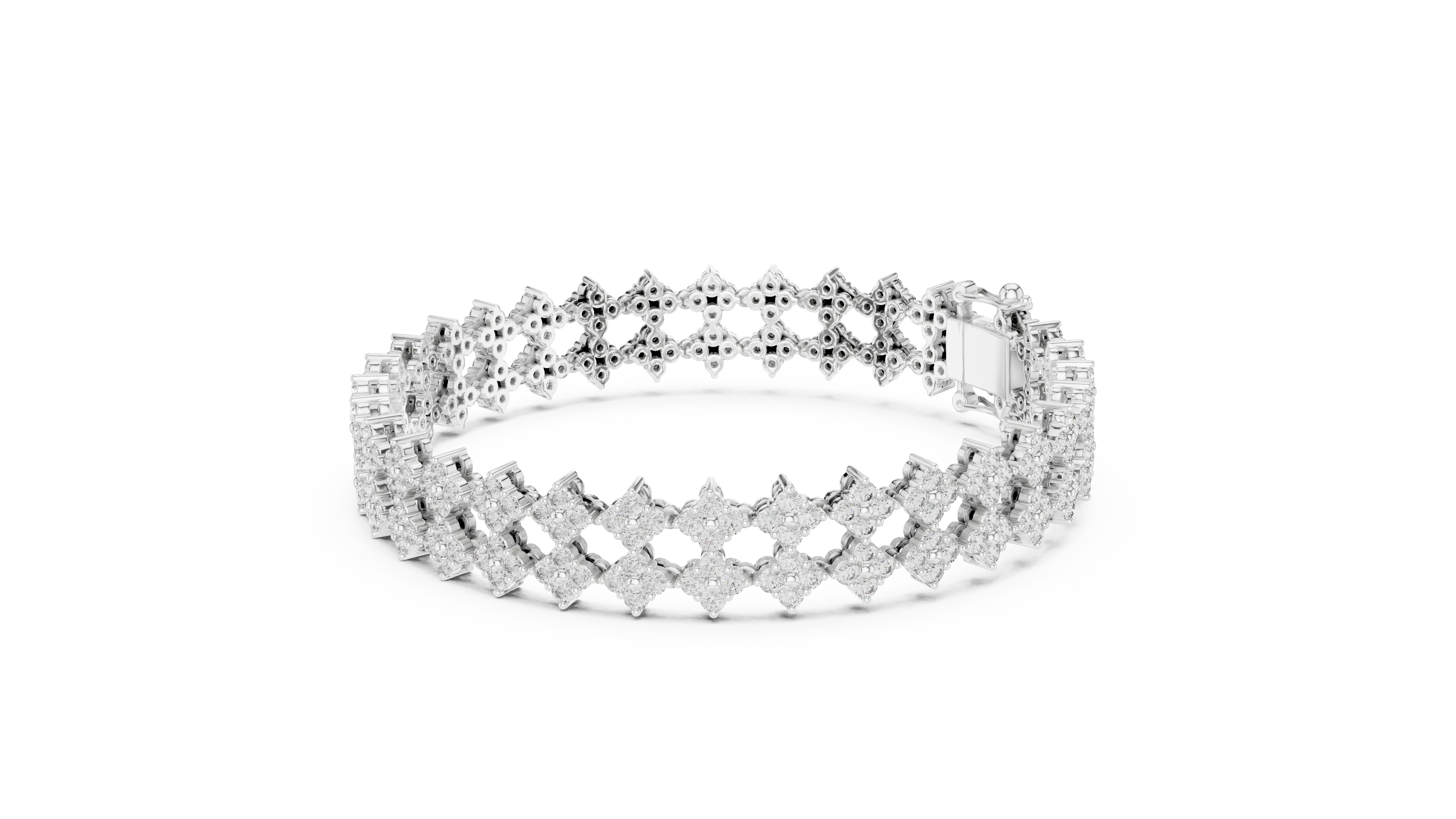 Top View: Round Diamond Crown with Pave Setting in 14k White Gold - Lab Grown - Driona Jewels