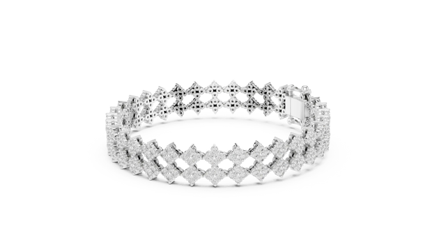 Top View: Round Diamond Crown with Pave Setting in 14k White Gold - Lab Grown - Driona Jewels