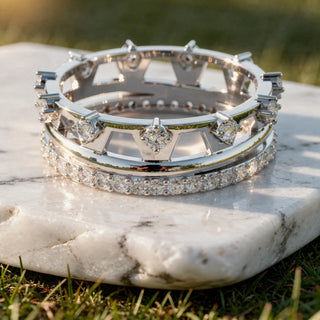 Front: Round Diamond Crown with Prong Setting in 14k White Gold - Lab Grown - Driona Jewels