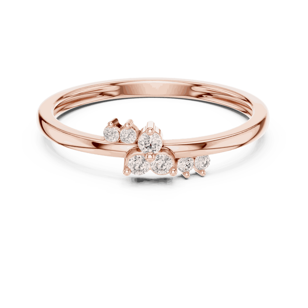10K Rose Gold Diamond Ring featuring Crown Tiara style with Polished finish for women - Perfect Gift for Her - Front View