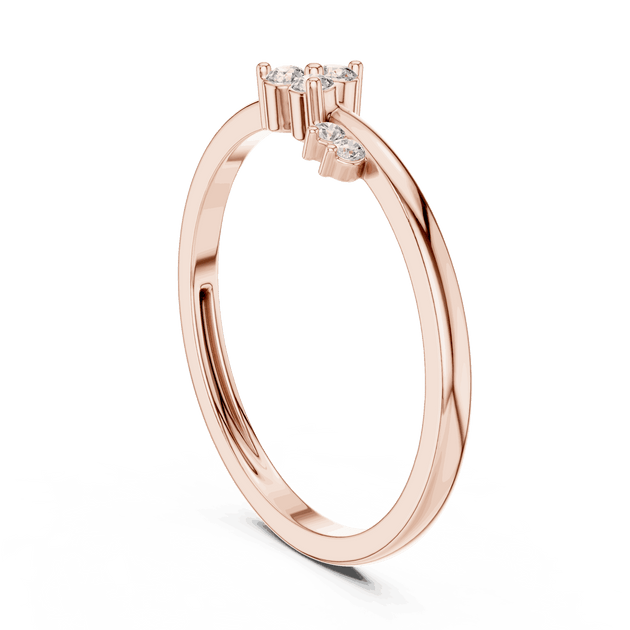 10K Rose Gold Diamond Ring featuring Crown Tiara style with Polished finish for women - Perfect Gift for Her - Side View
