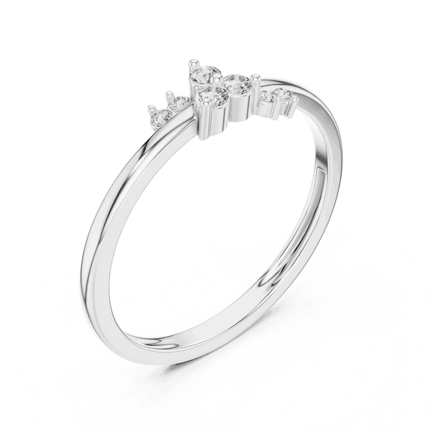 14K White Gold Diamond Ring featuring Crown Tiara style with Polished finish for women - Perfect Gift for Her - Angled View