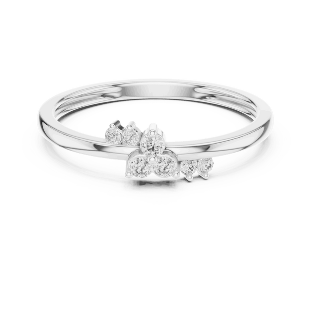 14K White Gold Diamond Ring featuring Crown Tiara style with Polished finish for women - Perfect Gift for Her - Front View