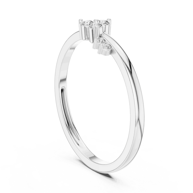 14K White Gold Diamond Ring featuring Crown Tiara style with Polished finish for women - Perfect Gift for Her - Side View