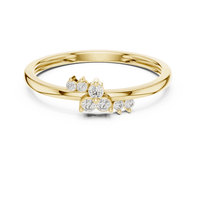 18K Yellow Gold Diamond Ring featuring Crown Tiara style with Polished finish for women - Perfect Gift for Her - Front View