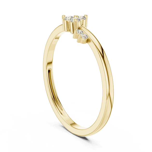 18K Yellow Gold Diamond Ring featuring Crown Tiara style with Polished finish for women - Perfect Gift for Her - Side View