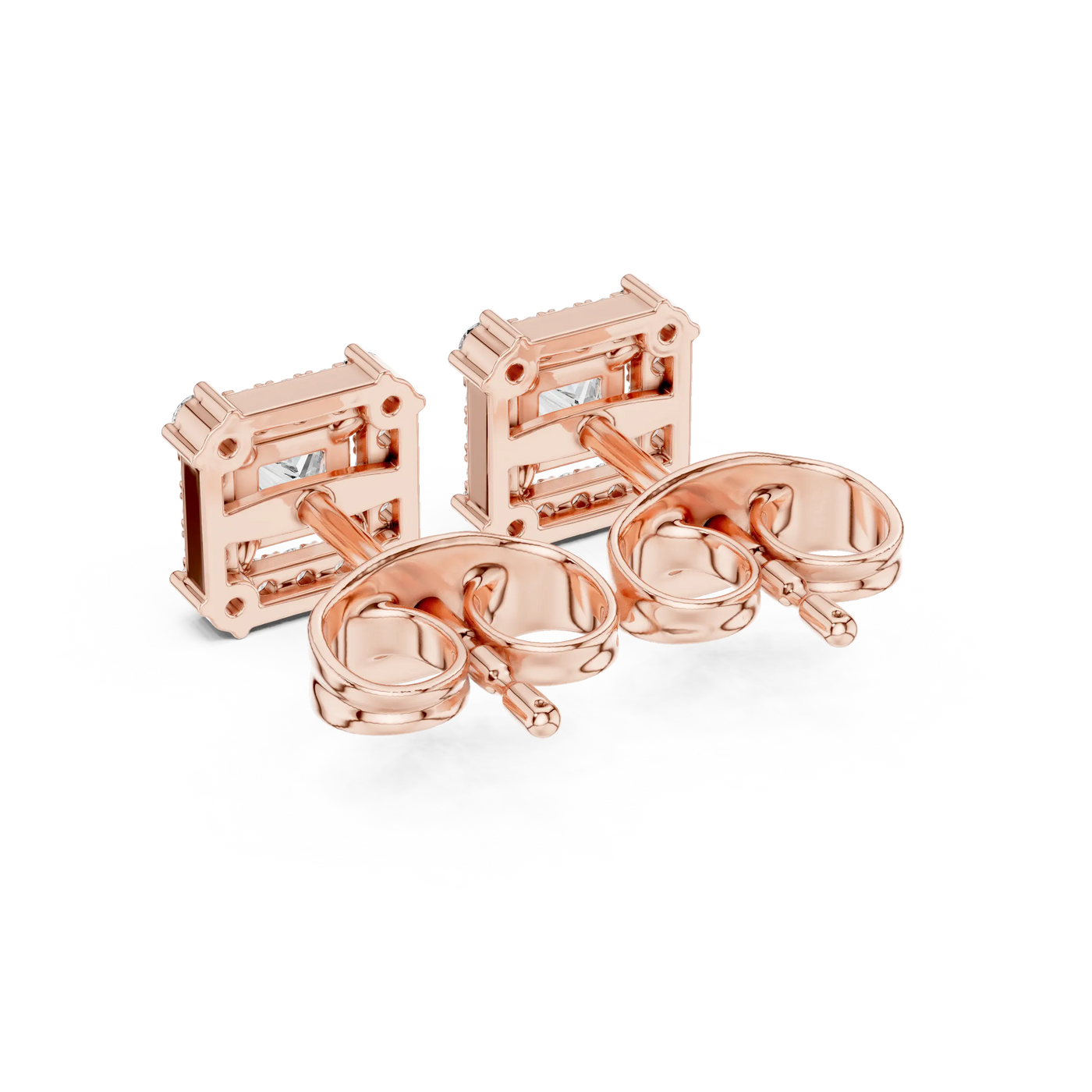 Pair-shot: Round Diamond Cufflinks with Bezel Setting in 14k Rose Gold - Lab Grown - Driona Jewels
