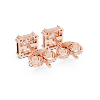 Pair-shot: Round Diamond Cufflinks with Bezel Setting in 14k Rose Gold - Lab Grown - Driona Jewels