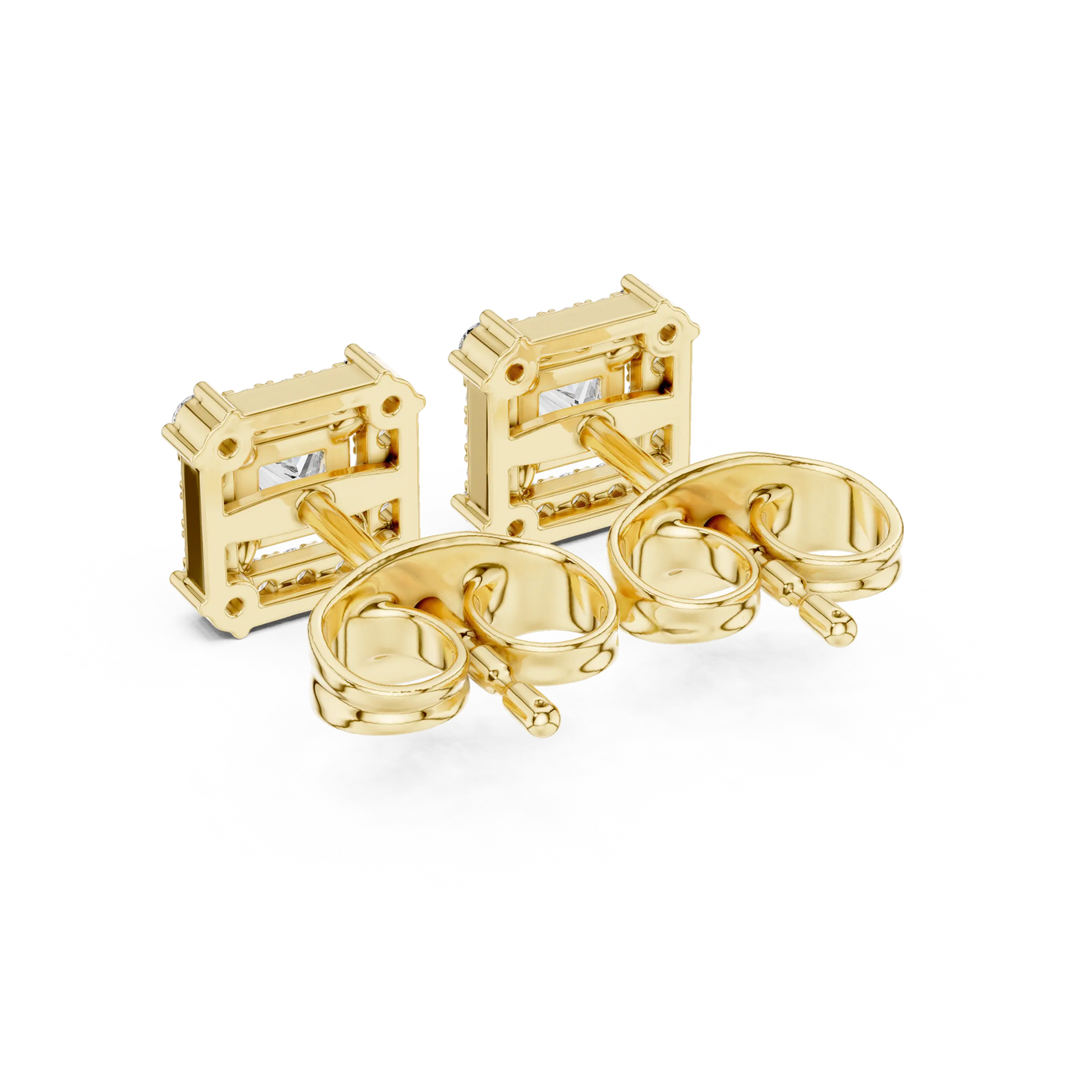 Pair Shot: Round Diamond Cufflinks with Bezel Setting in 14k Yellow Gold - Lab Grown - Driona Jewels