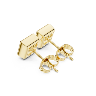 Back-View: Square Diamond Cufflinks with Prong Setting in 14k Yellow Gold - Lab Grown - Driona Jewels