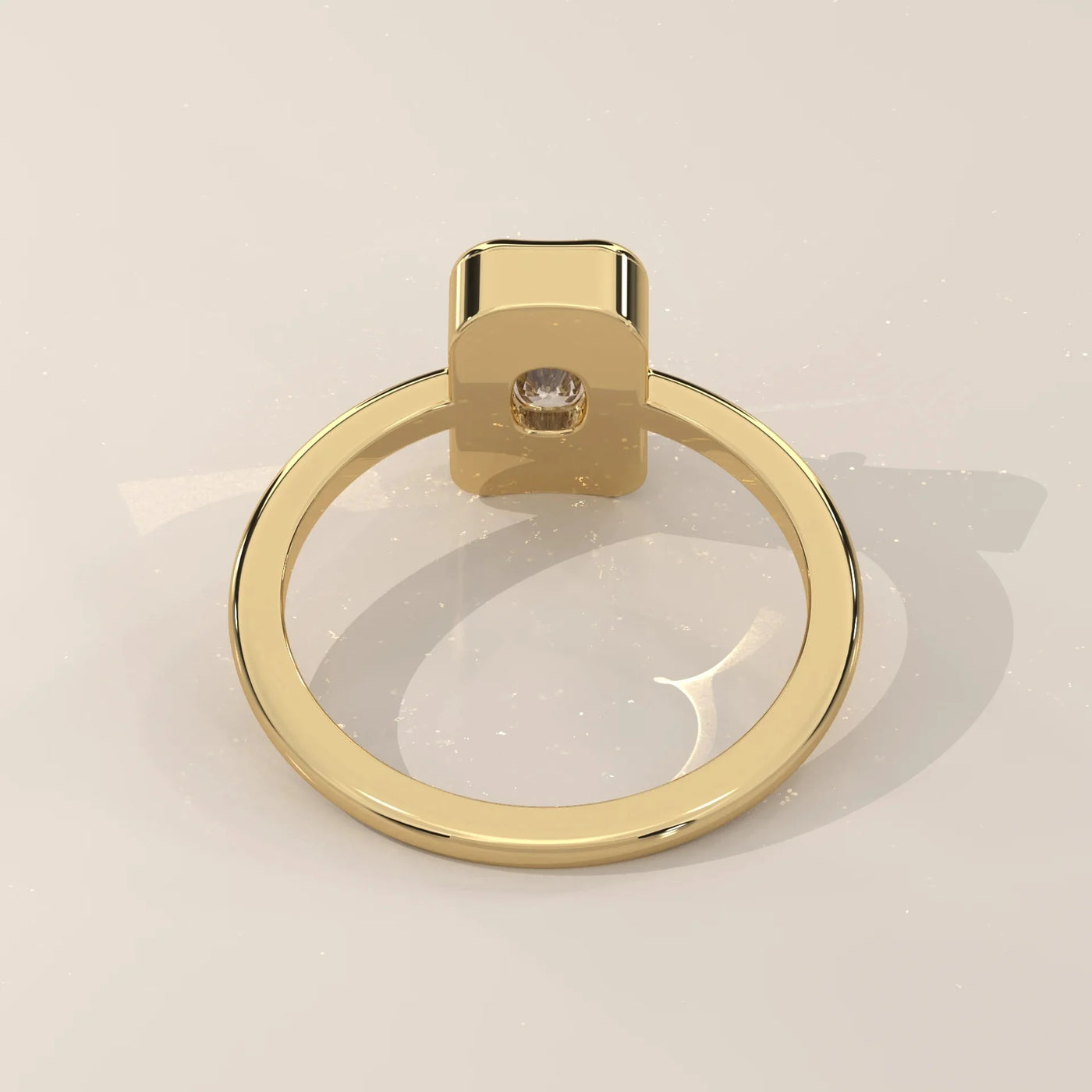 Front View: Cushion Diamond Ring with Prong Setting in Yellow Gold – Lab Grown – Driona Jewels