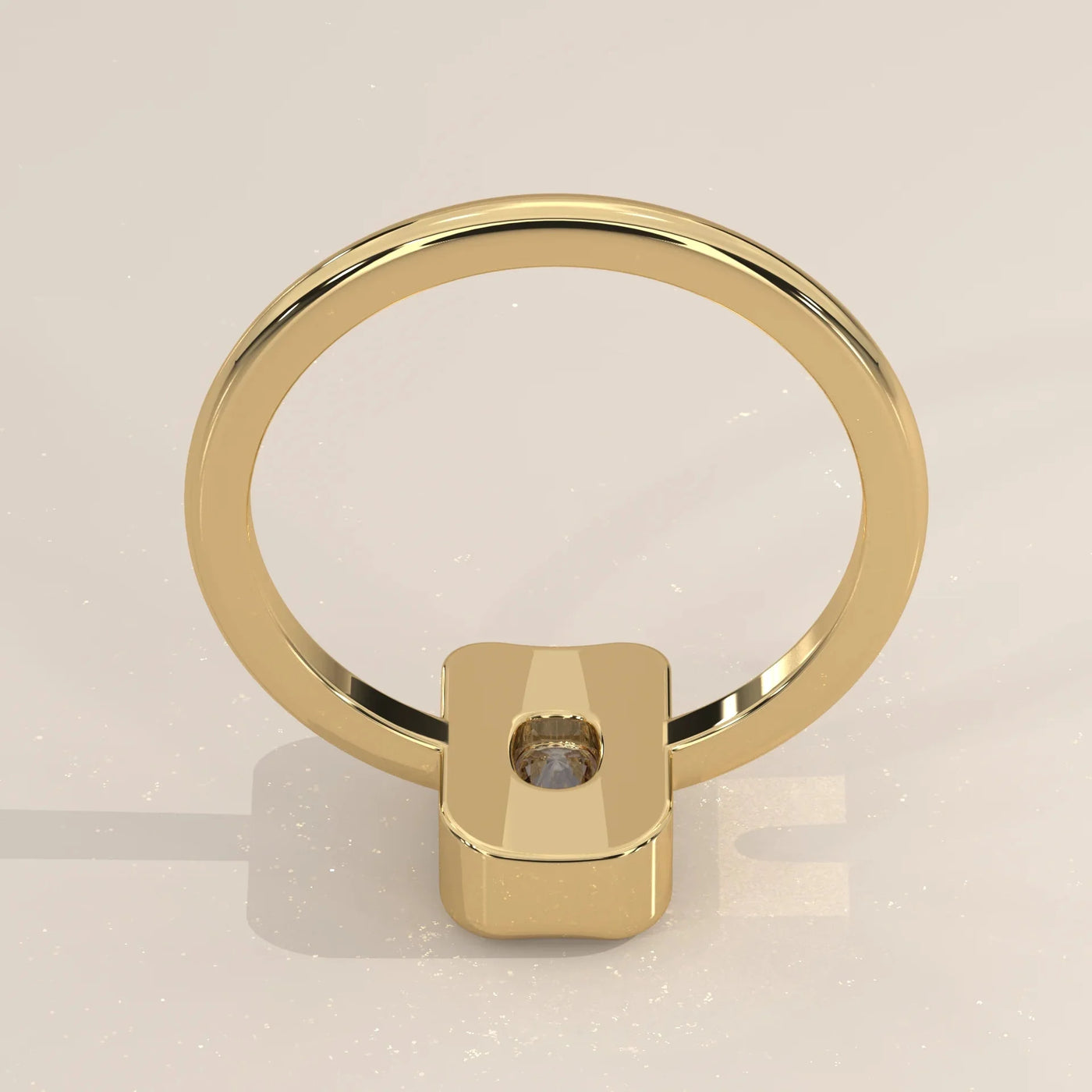 Front View: Cushion Diamond Ring with Prong Setting in Yellow Gold – Lab Grown – Driona Jewels