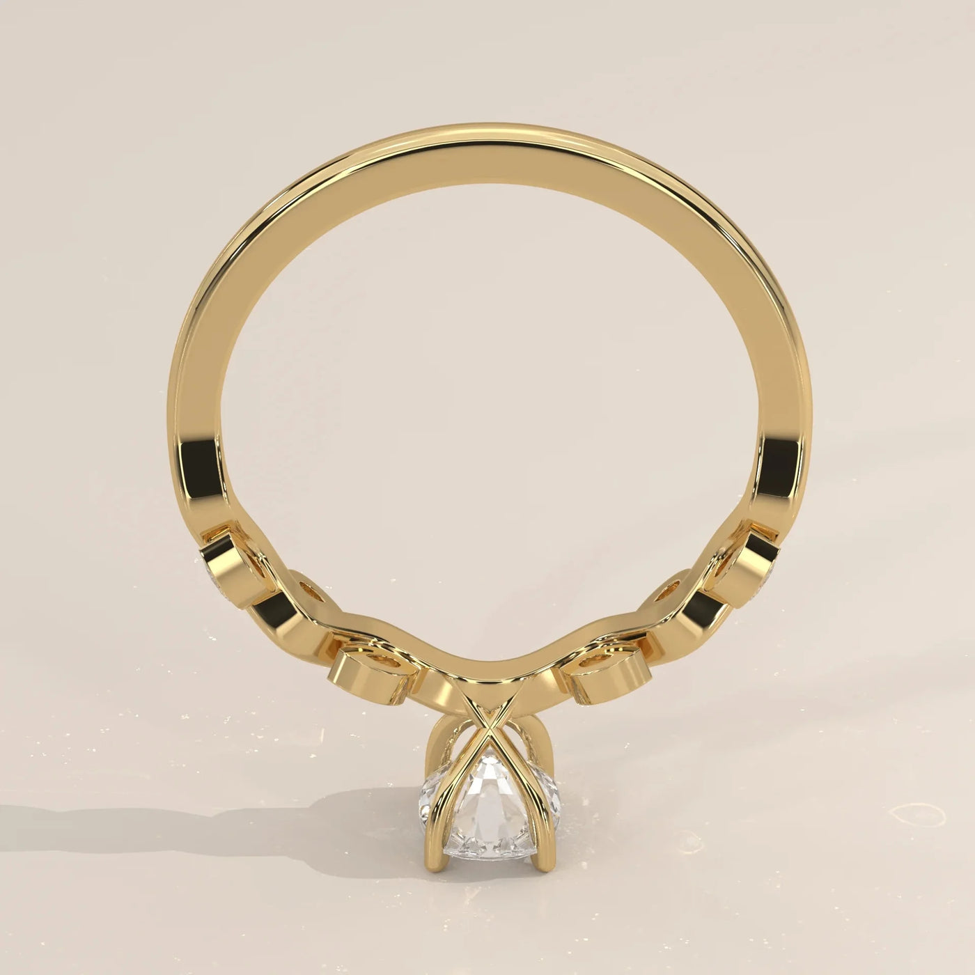 Side Profile: Cushion Diamond Ring with Prong Setting in Yellow Gold – Lab Grown – Driona Jewels