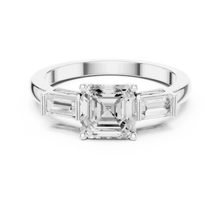 Cushion Diamond Three Stone Baguette Engagement Ring Rose Gold 18K | Lab Grown | Driona Jewels