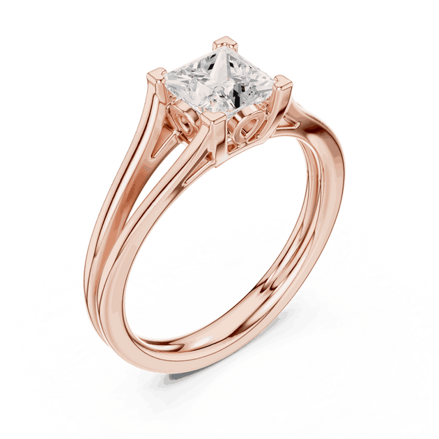 Cushion Diamond Vintage Solitaire Engagement Ring Rose Gold 18K | Lab Grown | Driona Jewels