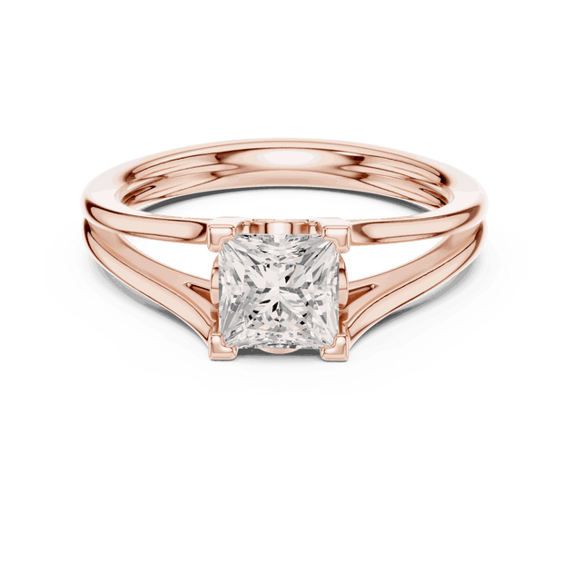 Cushion Diamond Vintage Solitaire Engagement Ring Rose Gold 18K | Lab Grown | Driona Jewels