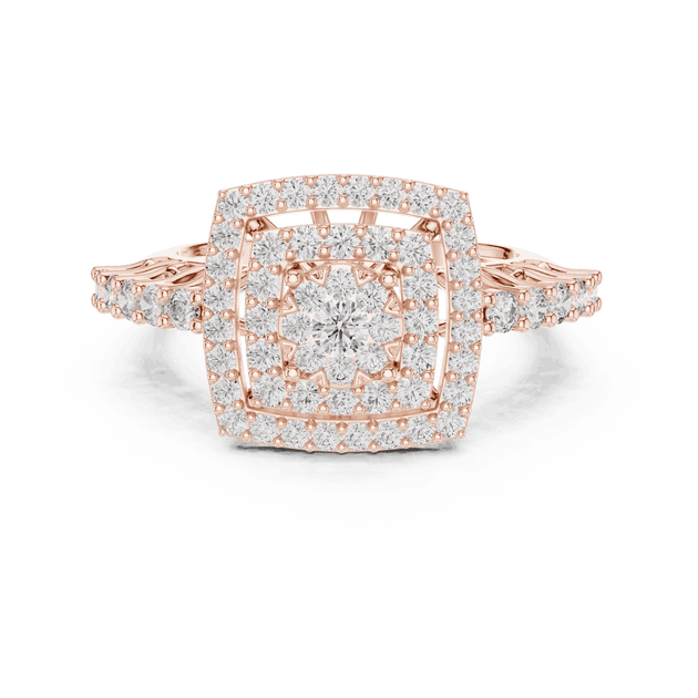 Driona Jewels Cushion Double Halo Diamond Engagement Ring - Split Shank