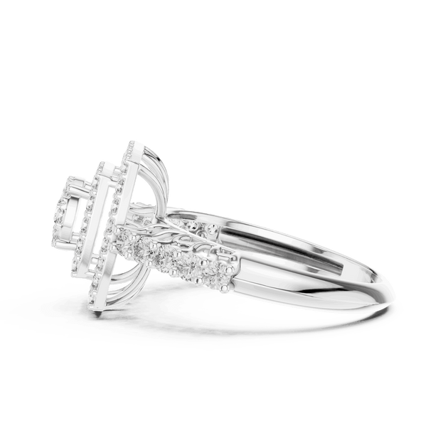 Driona Jewels Cushion Double Halo Diamond Engagement Ring - Split Shank