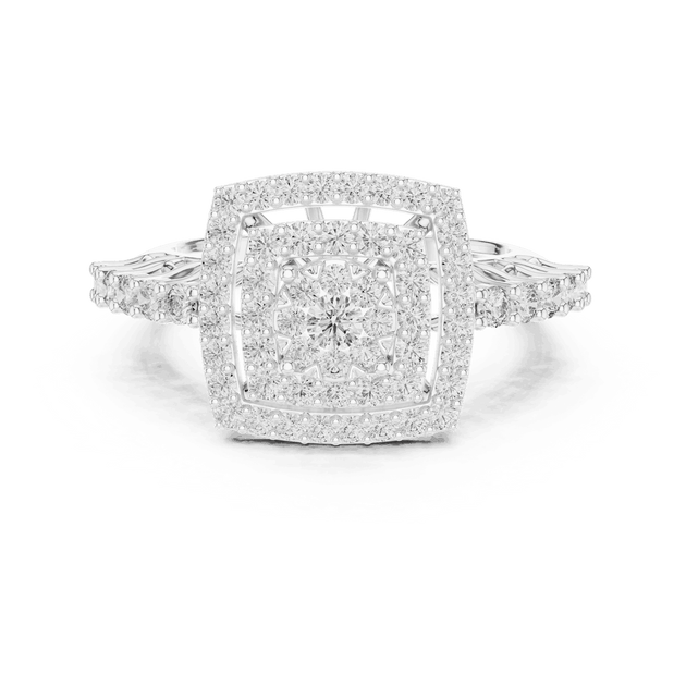 Driona Jewels Cushion Double Halo Diamond Engagement Ring - Split Shank