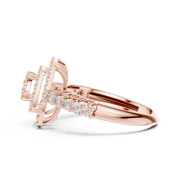 Driona Jewels Cushion Double Halo Diamond Engagement Ring - Split Shank