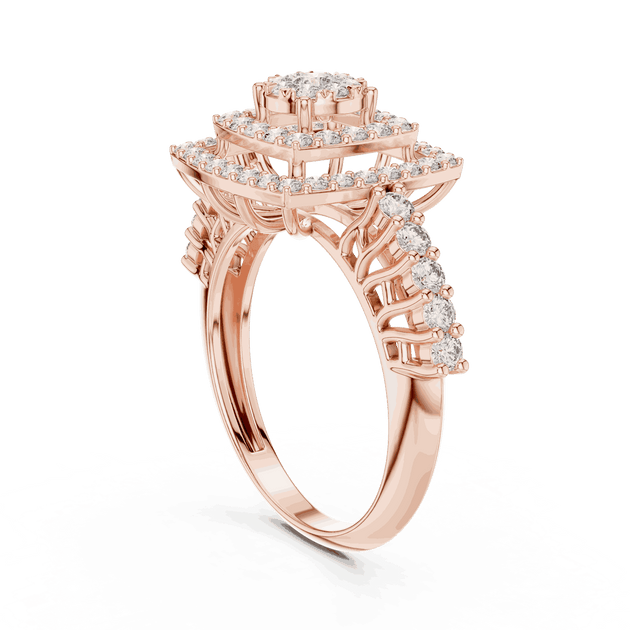 Driona Jewels Cushion Double Halo Diamond Engagement Ring - Split Shank