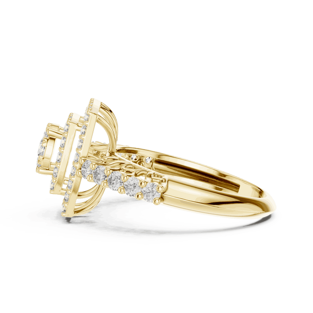 Driona Jewels Cushion Double Halo Diamond Engagement Ring - Split Shank